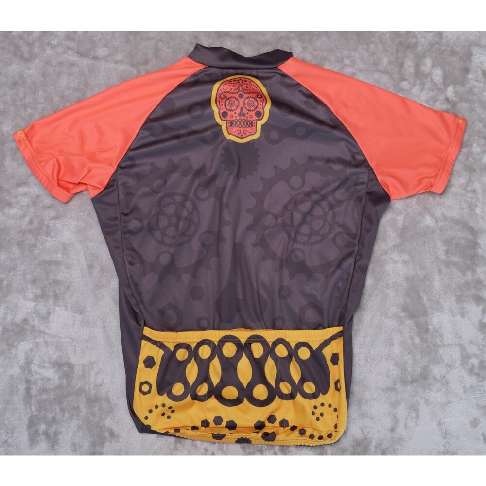 Primal Los Muertos Red Yellow Gray Cycling Jersey Full Zip Shirt Mens Size M - Picture 2 of 11